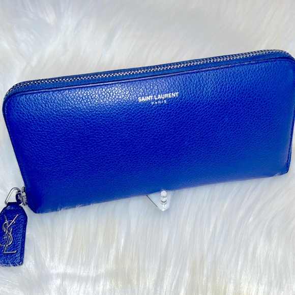 Yves Saint Laurent Handbags - 🔷YSL🔷Blue Leather Zip Around🔷Wallet